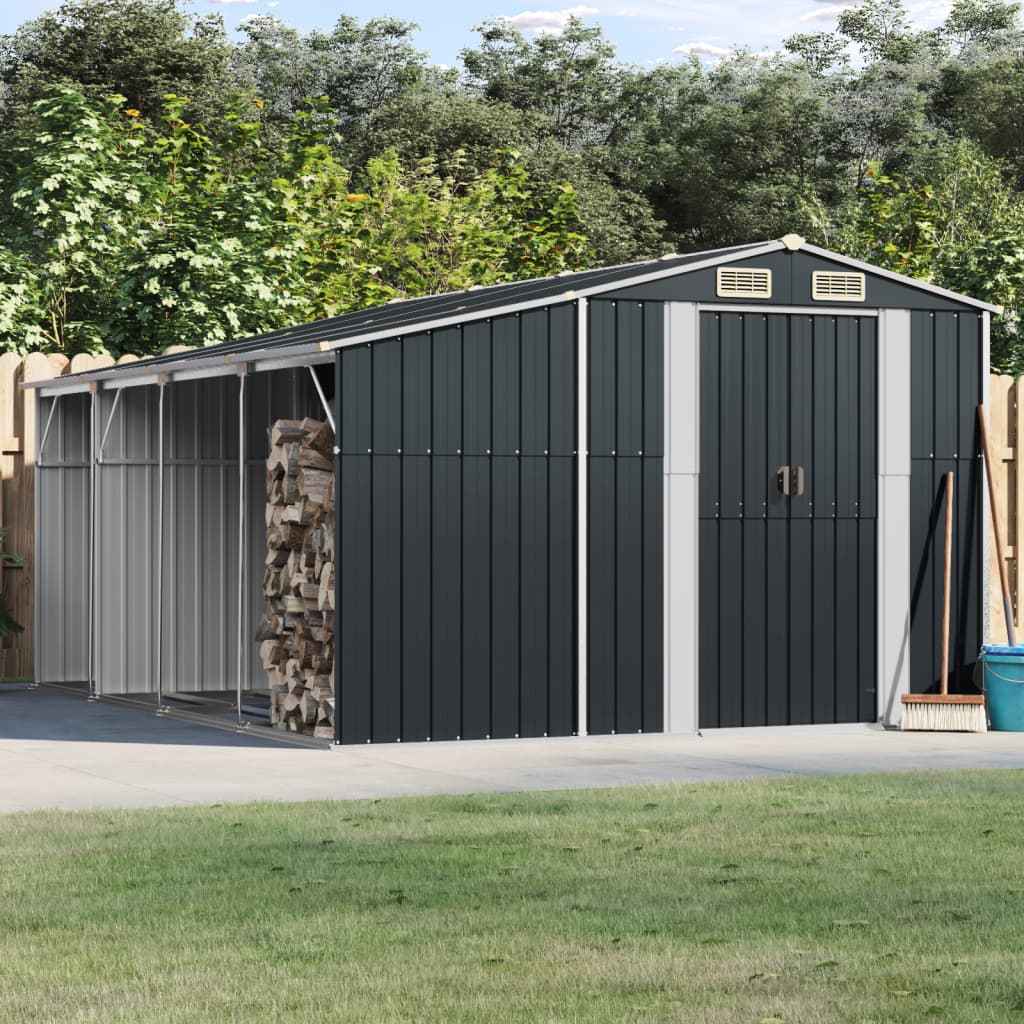 NNEVL Garden Shed Anthracite 277x365.5x179 cm Galvanised Steel